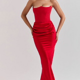 Hera - Elegantes Retro-Einfarbiges Trägerloses Partykleid