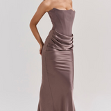 Hera - Elegantes Retro-Einfarbiges Trägerloses Partykleid