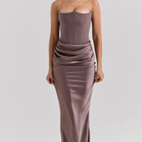 Hera - Elegantes Retro-Einfarbiges Trägerloses Partykleid