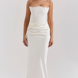 Hera - Elegantes Retro-Einfarbiges Trägerloses Partykleid