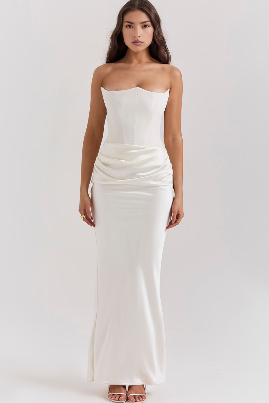Mia | Damen Trägerloses Maxikleid