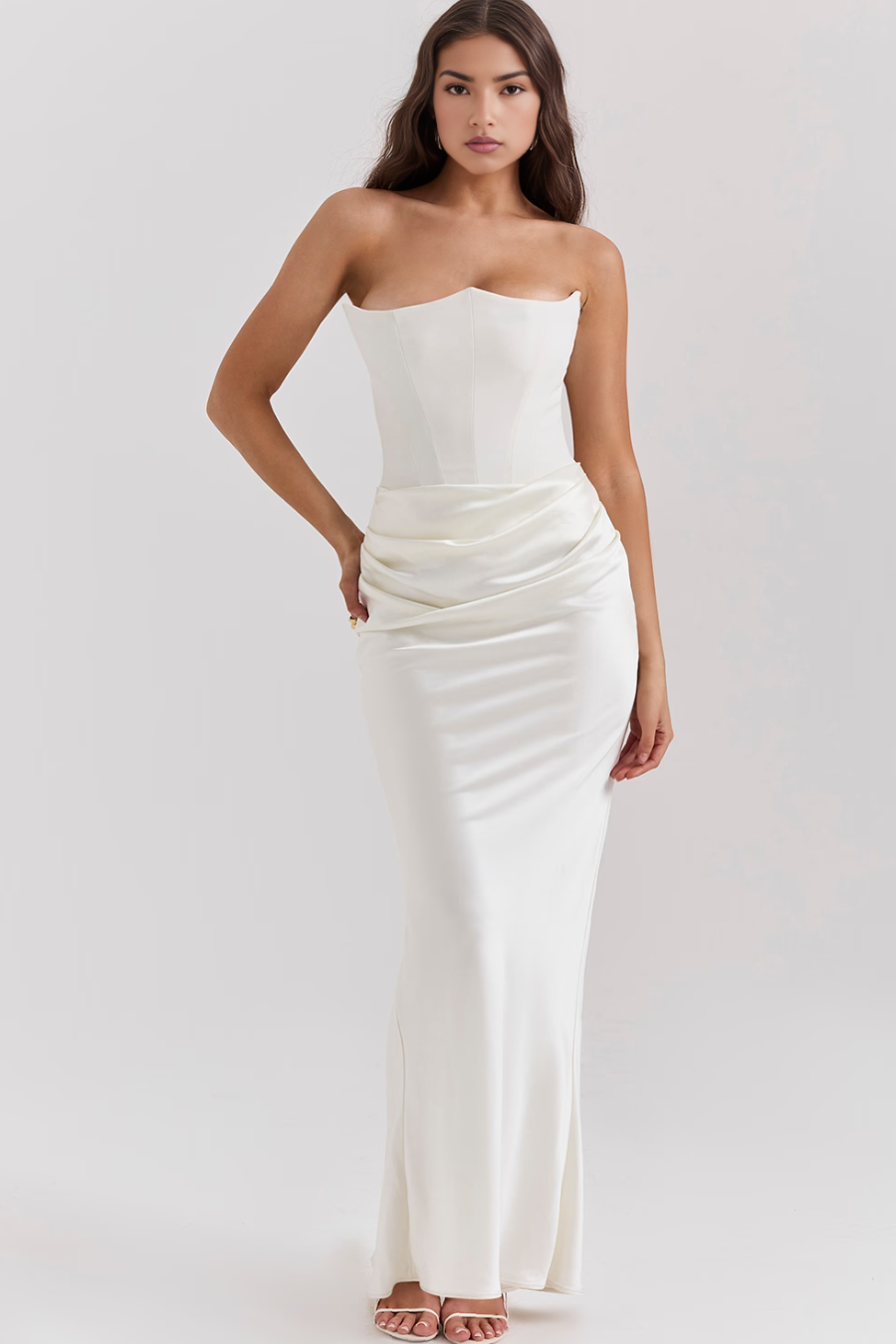 Mia | Damen Trägerloses Maxikleid