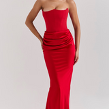 Hera - Elegantes Retro-Einfarbiges Trägerloses Partykleid