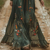 Bohemian Besticktes V-Ausschnitt Maxikleid für Damen