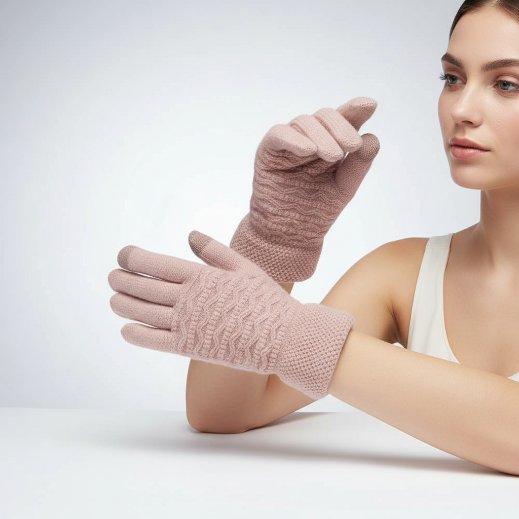 Touchscreen-Handschuhe mit Zopfmuster