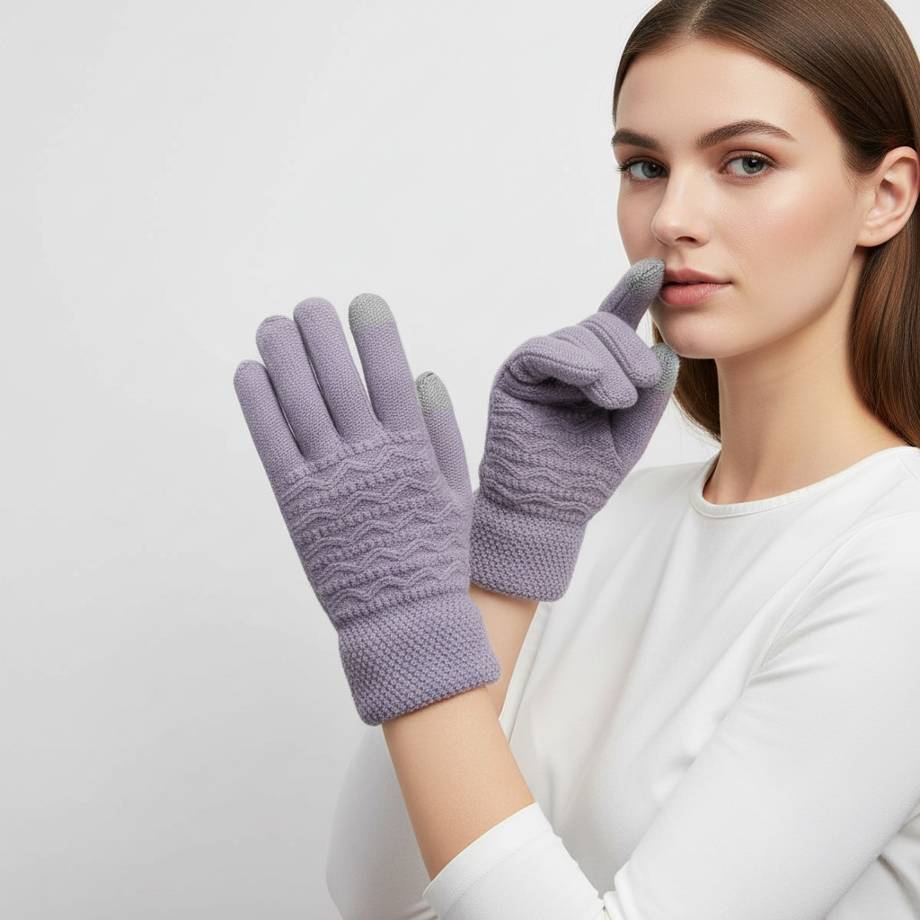 Touchscreen-Handschuhe mit Zopfmuster