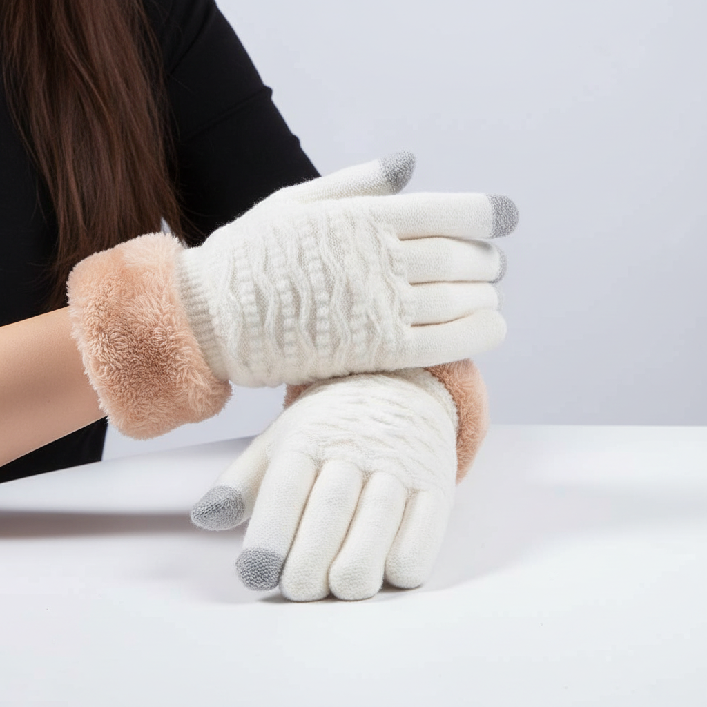 Touchscreen-Handschuhe mit Zopfmuster