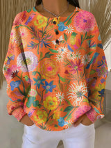 Wiebke | Pullover in Orange mit Blumen