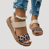 Damen Stylische Leopardenmuster Kreuzriemen Flache Sandalen für Ultimativen Komfort