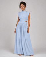 Damen Maxikleid mit Cut-Outs und kurzen Ärmeln