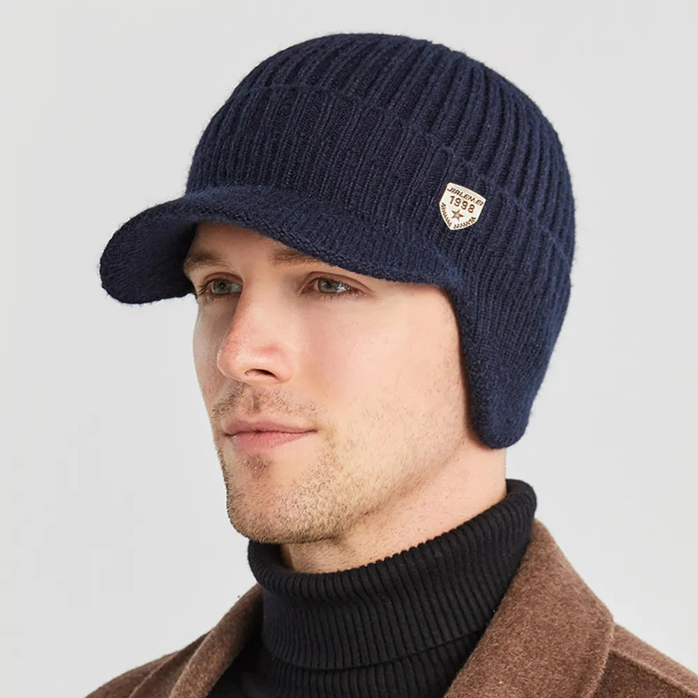 Herren Strickmütze mit Ohrenklappen