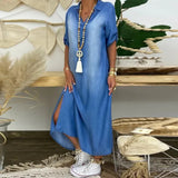 Ilse™ - Sommer V-Ausschnitt Halb Denim Kleid