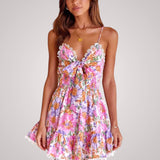 Rosie | Damen Mini-Blumenkleid mit Rüschensaum