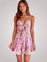 Rosie | Damen Mini-Blumenkleid mit Rüschensaum