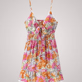 Rosie | Damen Mini-Blumenkleid mit Rüschensaum