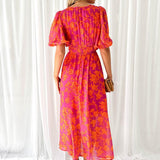 Katy™ - Elegantes Midikleid mit Puffärmeln und Blumenmuster