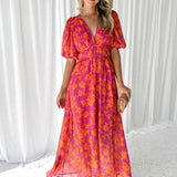 Katy™ - Elegantes Midikleid mit Puffärmeln und Blumenmuster
