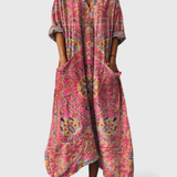 Indra | Damen Maxi Kleid mit V-Ausschnitt und Taschen