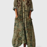 Indra | Damen Maxi Kleid mit V-Ausschnitt und Taschen