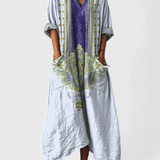 Indra | Damen Maxi Kleid mit V-Ausschnitt und Taschen