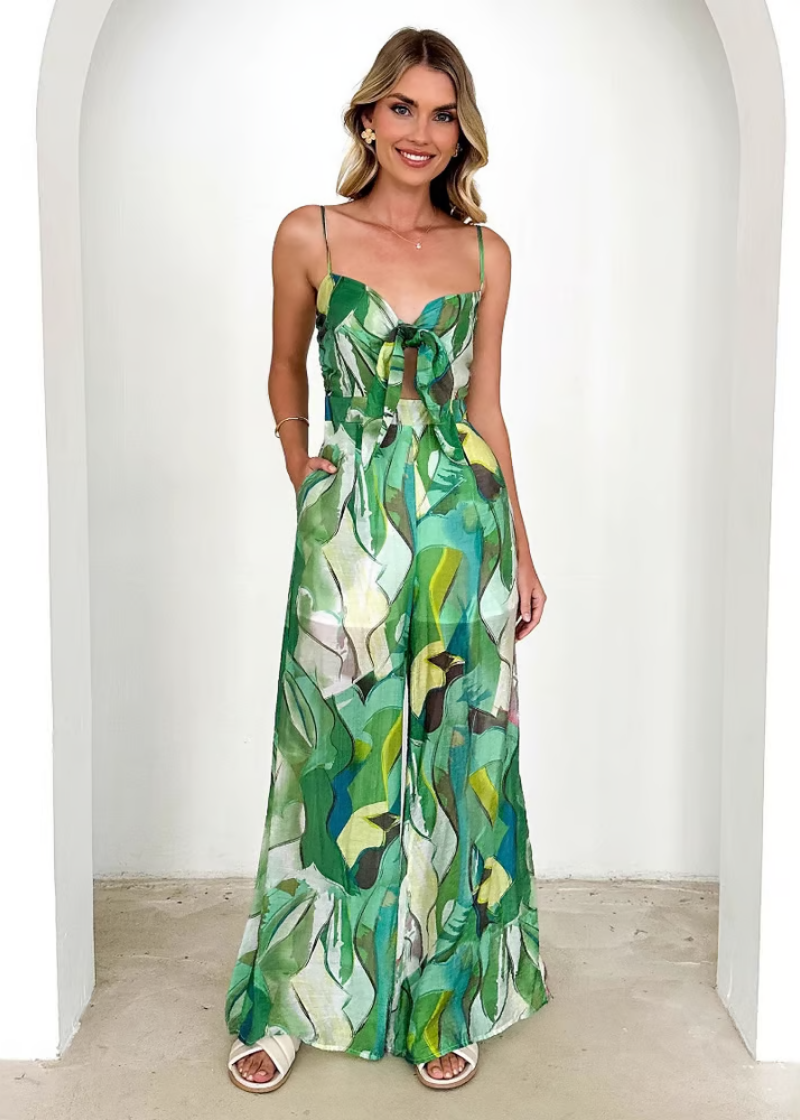 Isadora | Damen Ärmelloser Cut-Out Jumpsuit mit Taschen
