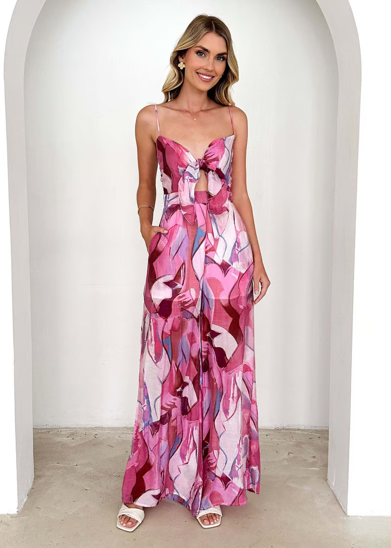 Isadora | Damen Ärmelloser Cut-Out Jumpsuit mit Taschen