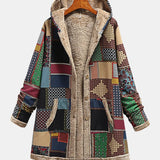 Herbst – Gemütlicher Patchwork-Kapuzenpullover in Erdtönen