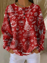 Merle | Weihnachtspullover in Rot mit weißen Motiven