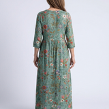 Marina | Floral V-Ausschnitt Maxikleid mit Dreiviertelärmeln