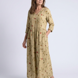 Marina | Floral V-Ausschnitt Maxikleid mit Dreiviertelärmeln