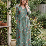 Marina | Floral V-Ausschnitt Maxikleid mit Dreiviertelärmeln
