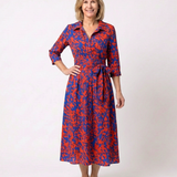 Oriana | Midi-Kleid mit Kragen, langen Ärmeln und Taillengürtel