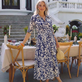 Oriana | Midi-Kleid mit Kragen, langen Ärmeln und Taillengürtel