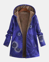 Luna – Marineblauer Fleece-Kapuzenpullover mit Mandala-Muster