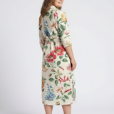 Maribel | Knopf-Front Halbarm Blumen-Midi-Kleid