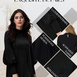 Marlene | Plus-Size Kleid mit Stehkragen und Laternenärmeln