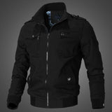 Herren Canvas-Bomberjacke mit Schulterklappen und Front-Reißverschluss