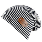 Damen Beanie-Mütze mit Streifenmuster
