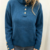 Maja | Damen Langarmpullover mit Knöpfen