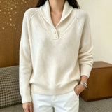 Martha | Damen Langarmpullover mit Knöpfen