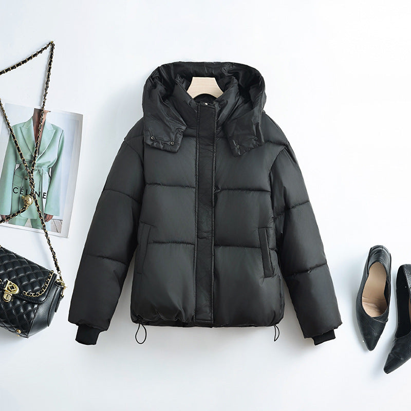 Damen kurze Pufferjacke mit herausnehmbarem Kragenpolster