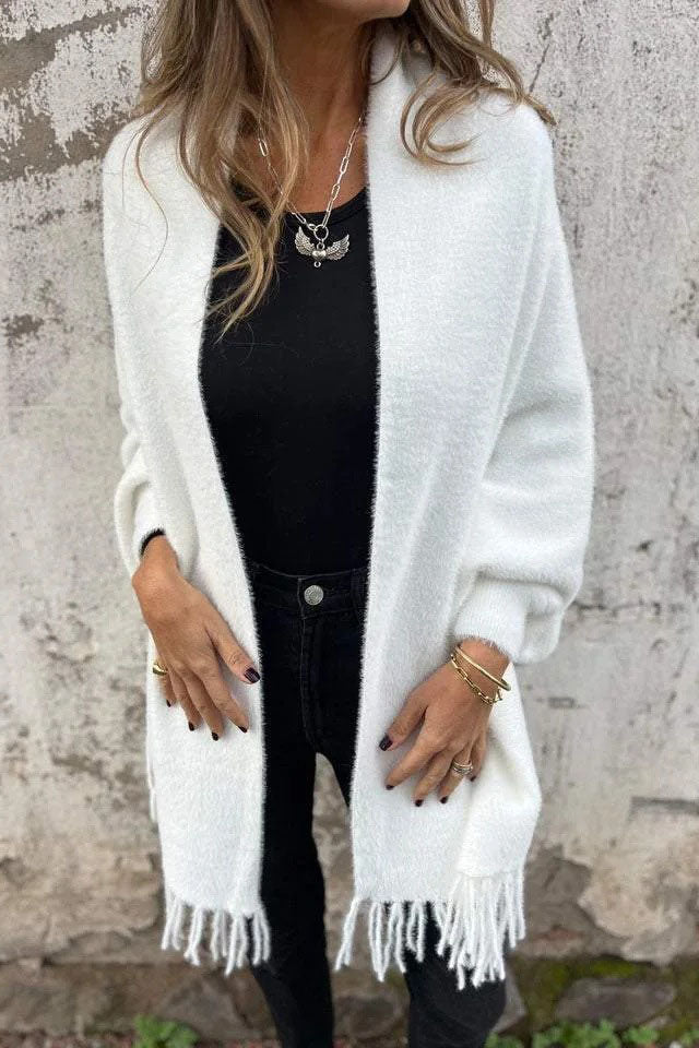 Fransen-Schal mit Strickmuster