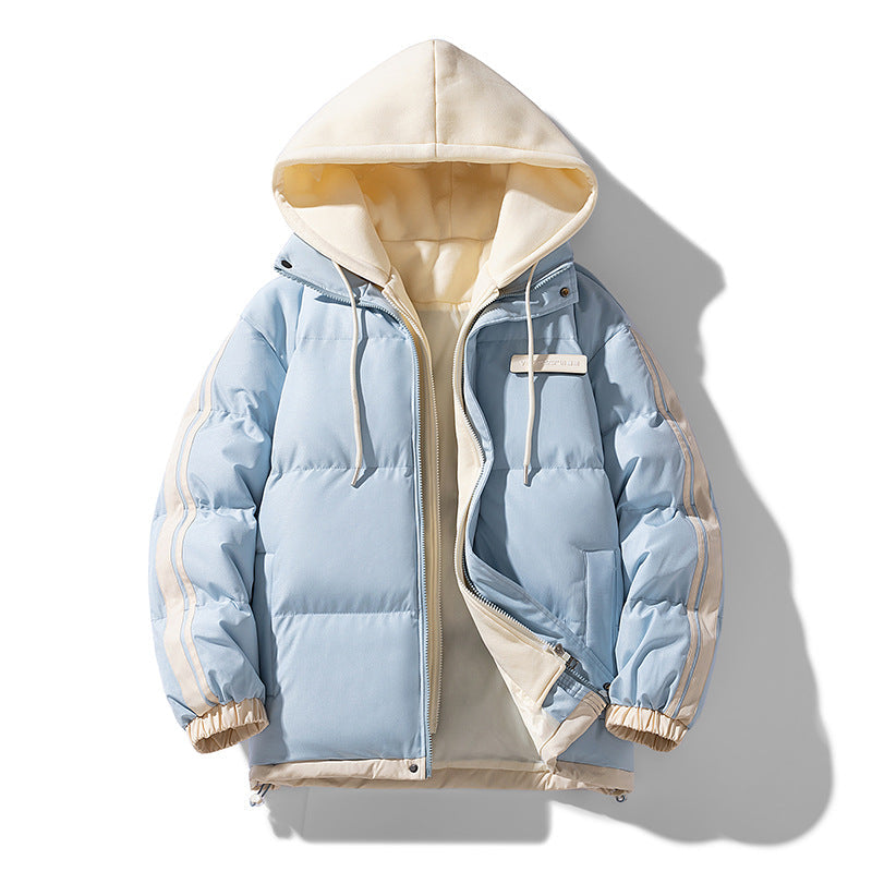 Herren wattierter Parka mit innenliegendem Hoodie und Zwei-Wege-Reißverschluss