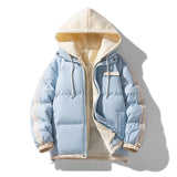 Herren wattierter Parka mit innenliegendem Hoodie und Zwei-Wege-Reißverschluss