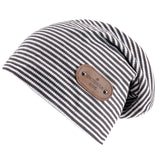 Damen Beanie-Mütze mit Streifenmuster