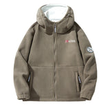 Herren Kapuzen-Fleecejacke mit hohem Haubenkragen und Reißverschluss