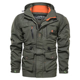 Herren wasserdichter und winddichter Outdoorparka mit abnehmbarer Kapuze
