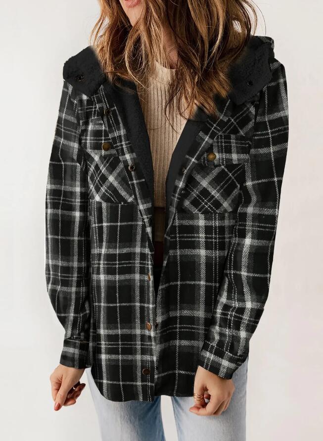 AMELIA™ - Damen Kapuzen-Plaid Flanelljacke für Herbst und Winter