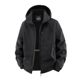 Herren Softshelljacke im Tactical-Stil mit versteckter Kapuze und Brusttasche