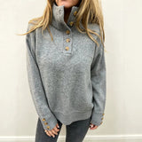 Maja | Damen Langarmpullover mit Knöpfen